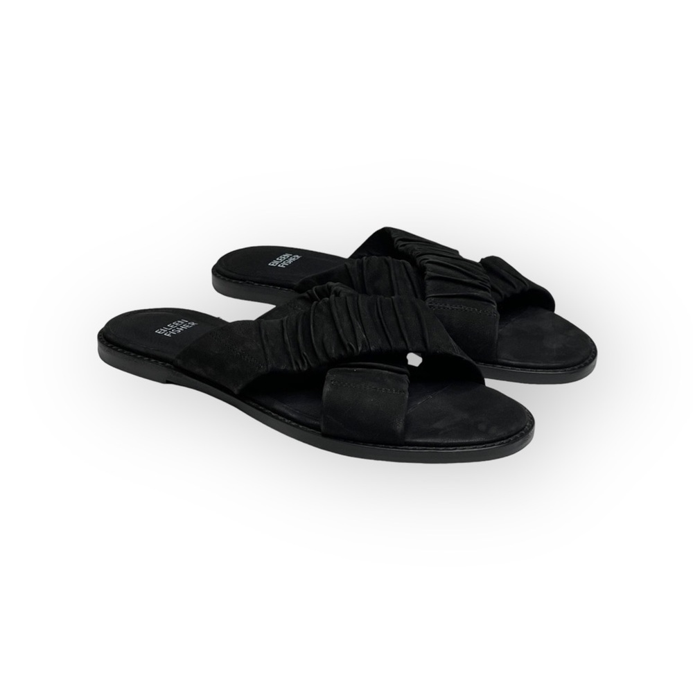 new Eileen Fisher  Cross Slide Easy to Wear Flat Leather Sandal  Black  9M - Picture 10 of 16